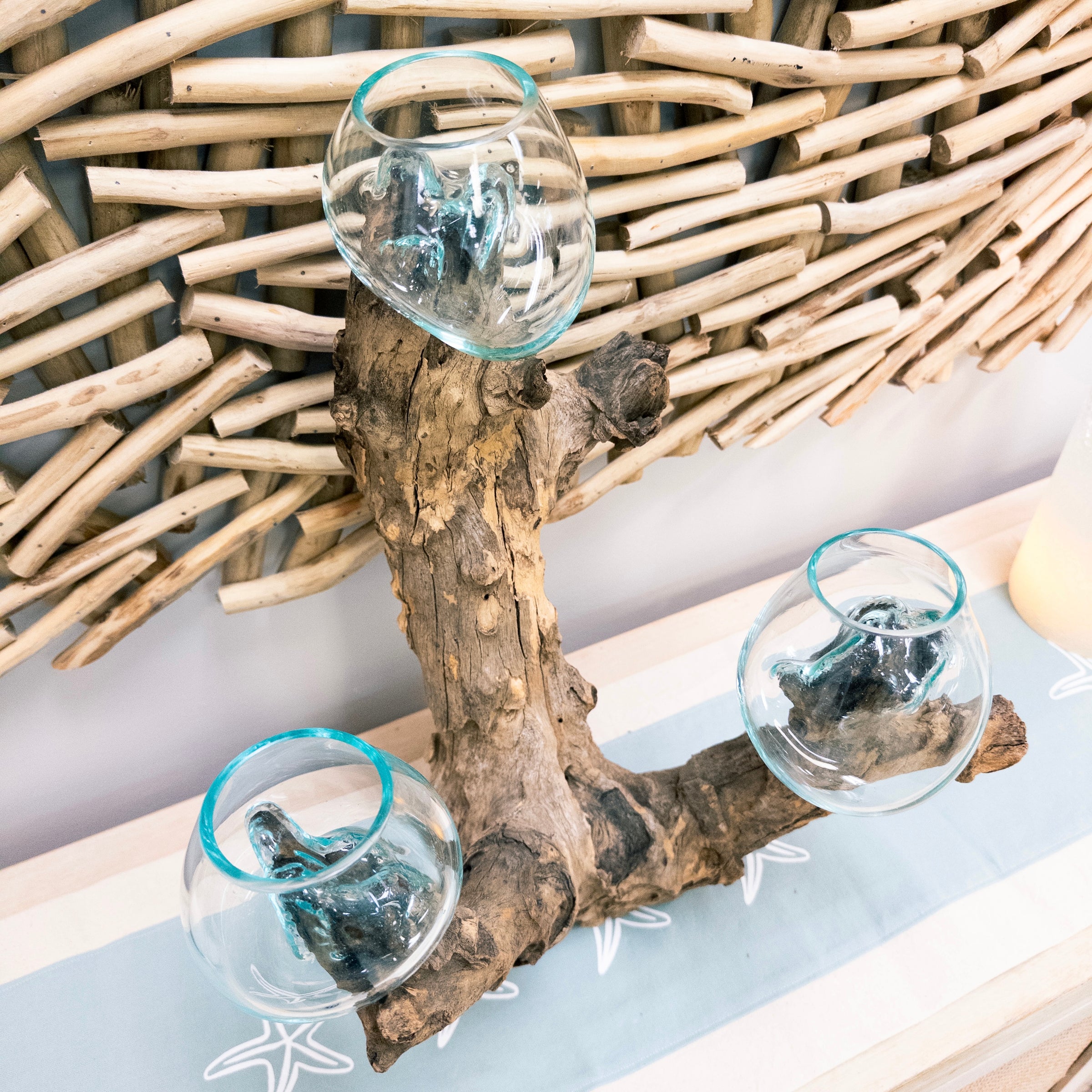 Mouthblown Glass on Driftwood