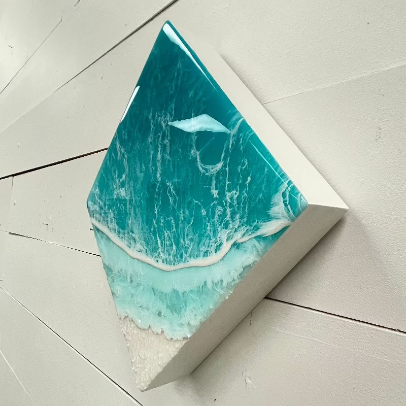 Diamond Beach Inspired Teal Resin Art - Sunshine & Sweet Pea's Coastal Decor