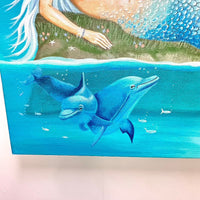Mermaid w/Dolphins & Seagull on Canvas - Sunshine & Sweet Pea's Coastal Decor