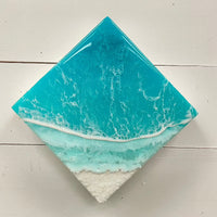 Diamond Beach Inspired Teal Resin Art - Sunshine & Sweet Pea's Coastal Decor