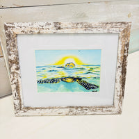 Turtle: Keep Your Head Above Water Watercolor Framed Print