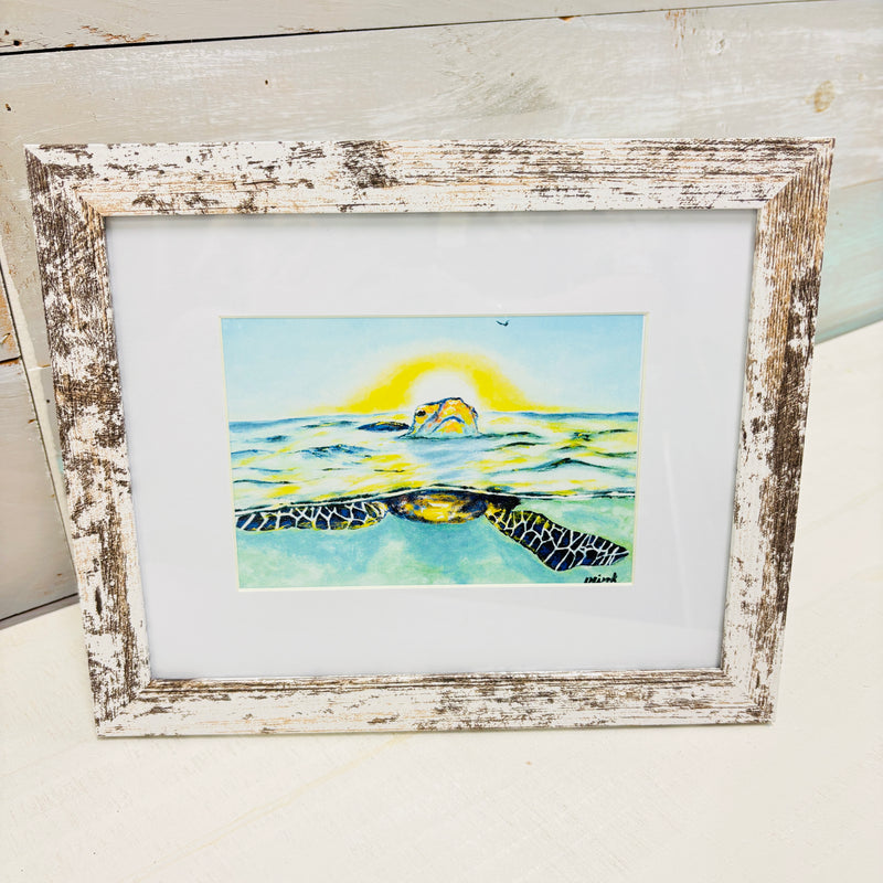 Turtle: Keep Your Head Above Water Watercolor Framed Print