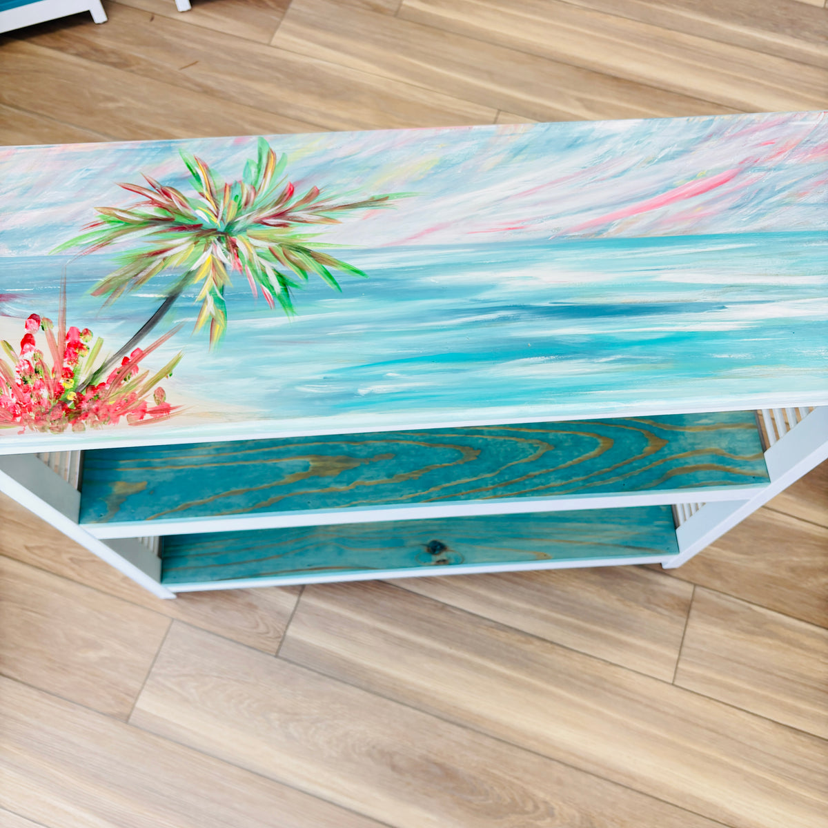 Hand Painted  Entry Table/Sofa Table/Bookshelf