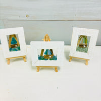 Assorted Mini Framed Resin Art w/ Wooden Easel
