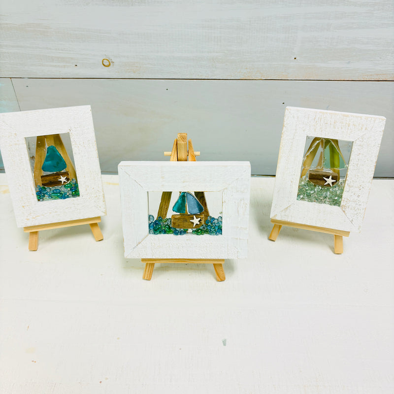 Assorted Mini Framed Resin Art w/ Wooden Easel