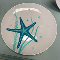 Sea Life Hand Painted Ceramic 8" Plates Sunshine & Sweet Peas Coastal Decor