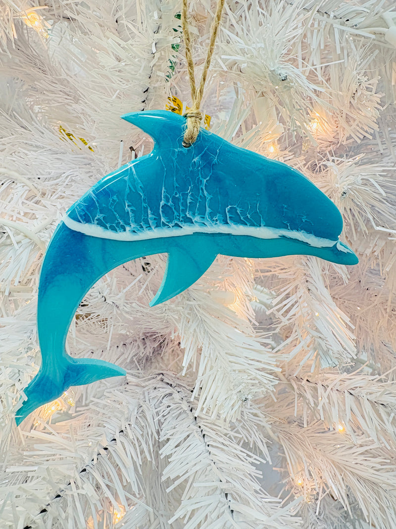 Assorted Dolphin Resin Christmas Ornaments