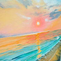 Sunrise/Sunset Coral Sky Seascape Original Painting