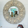 Round Plank Framed Mirror w/ Large Dried Starfish