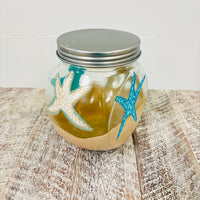 Hand Painted Glass Coastal Spice Jar/Sugar Jar