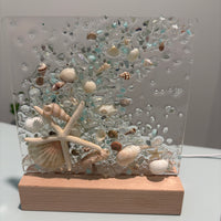 Acrylic LED Lights w/ Coastal Designs in Glass, Sand, Shells Resin