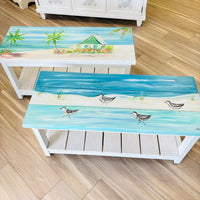 Hand Painted  Sturdy Wood Coffe Table/Bench