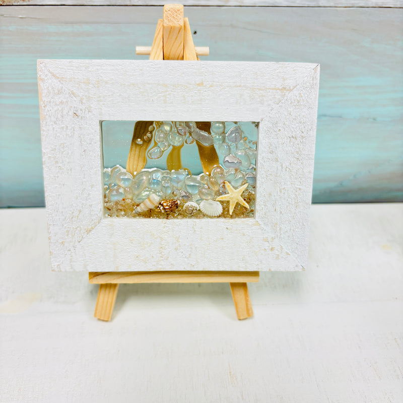 Assorted Mini Framed Resin Art w/ Wooden Easel