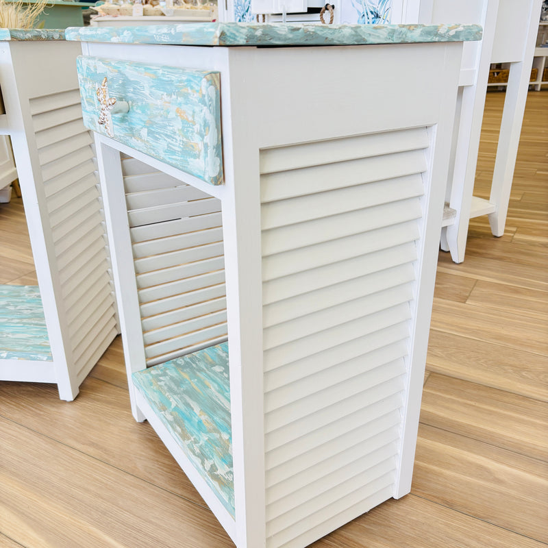 Hand Painted Pair of Nightstands/Side Tables w/ 1 Drawer and Shelf (Small)