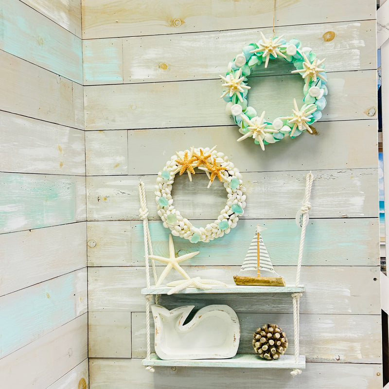 Coastal Pallet Hanging Shelves