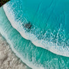 Round Beach Inspired Emerald Resin & White Sand Coastal Scene with Sea Turtle 18" - Sunshine & Sweet Pea's Coastal Decor