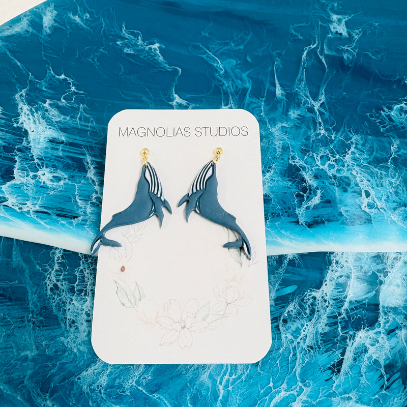 Assorted Polymer Clay Whale Shark & Humpback Earrings