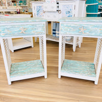 Hand Painted Pair of Nightstands/Side Tables w/ 1 Drawer and Shelf (Small)