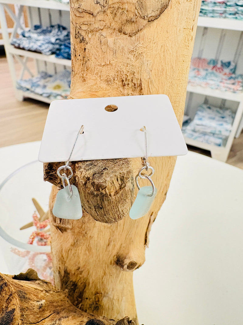Wire Wrapped Sea Glass Dangle Earrings