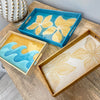 Assorted Hand Painted and Resin Coated Wood Trays