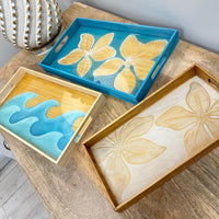 Assorted Hand Painted and Resin Coated Wood Trays