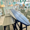 Driftwood Gray on Patriot Blue Surfboard Poly Outdoor Furniture Surfboard & Bar Stool Set - Sunshine & Sweet Pea's Coastal Decor