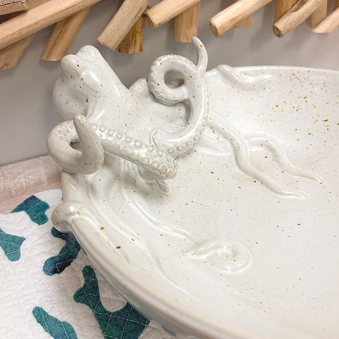 Stoneware Octopus Bowl Sunshine & Sweet Peas Coastal Decor