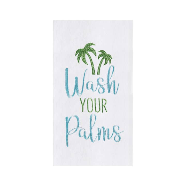 Palms Flour Sack Embroidered Kitchen Towels Sunshine & Sweet Peas Coastal Decor