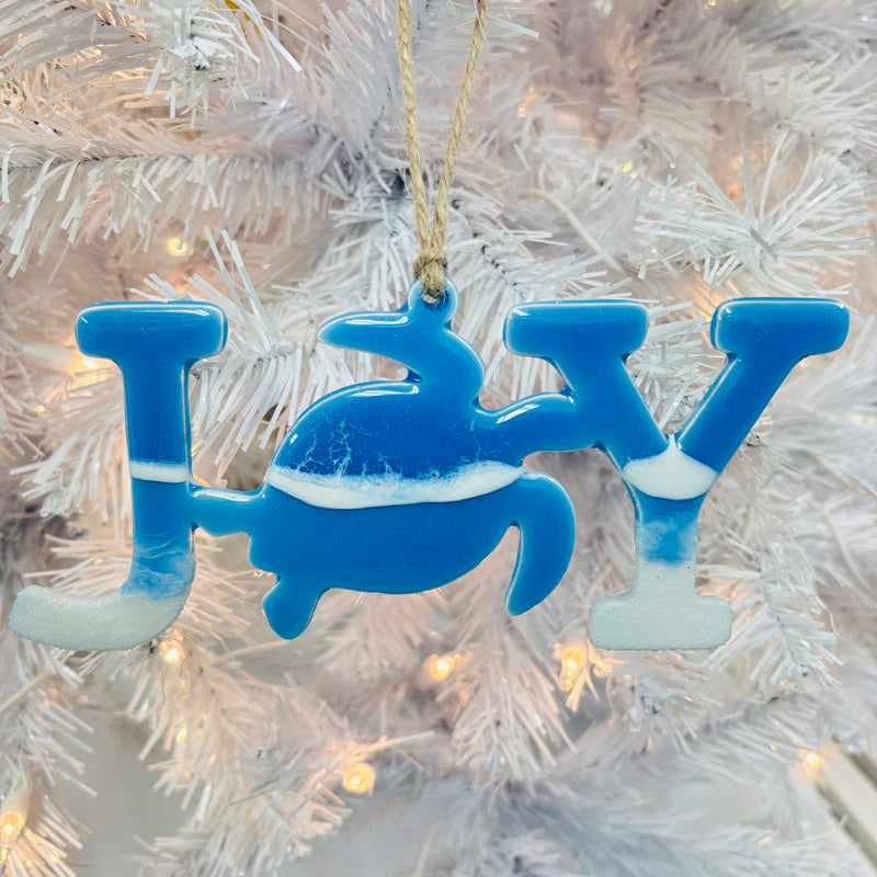 Assorted Sea Turtle "JOY" Resin Christmas Ornaments