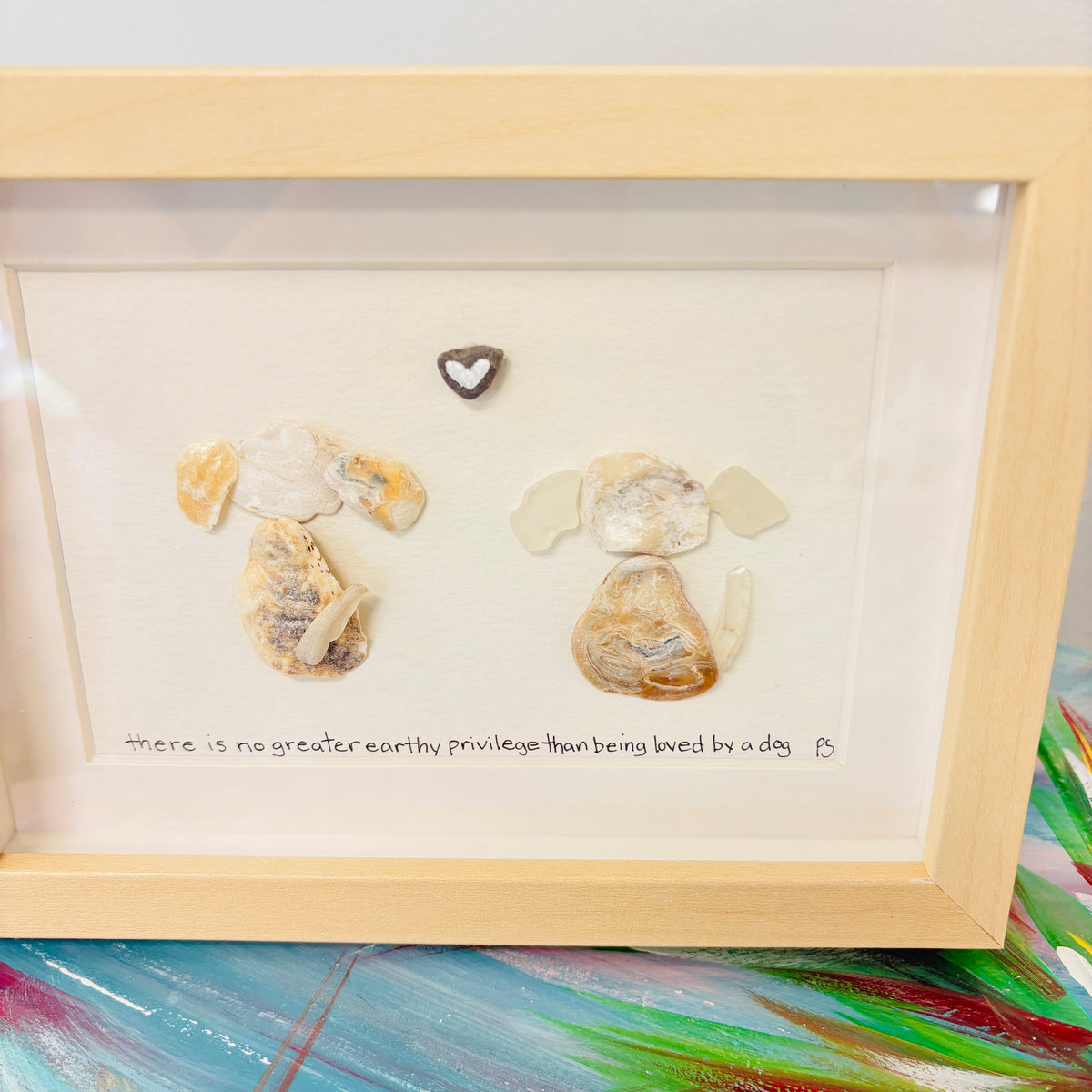 Dog Seashell, Sea Glass, & Pebble Art