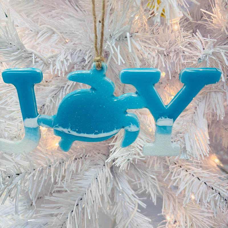Assorted Sea Turtle "JOY" Resin Christmas Ornaments