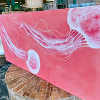 24"x 48" Original Jellyfish Painting Sunshine & Sweet Peas Coastal Decor