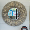 Round Plank Framed Mirror w/ Large Dried Starfish
