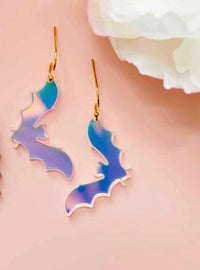 Holographic Bat Halloween Earrings