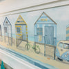 VW Bus w/ Beach Huts & Bicycles Framed Print