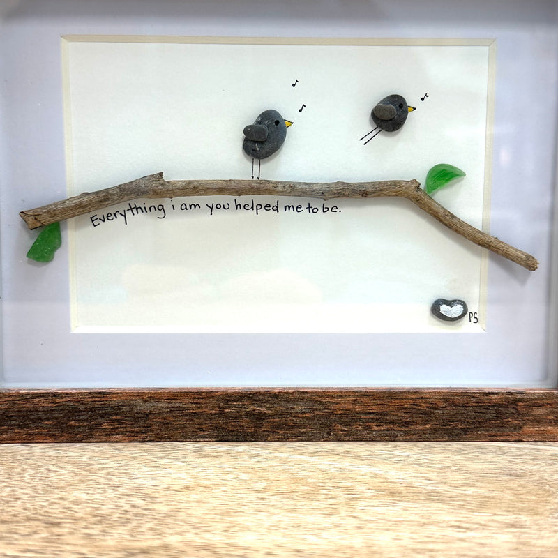 Assorted Inspiring Bird Pebble & Driftwood Art