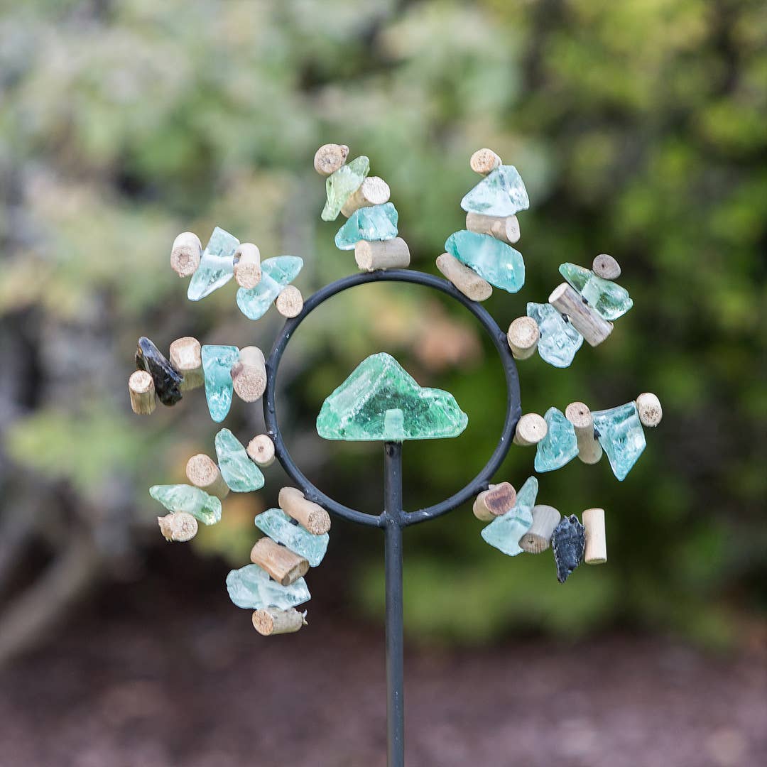 Assorted Glass, Driftwood, & Stone Garden Stakes – Sunshine