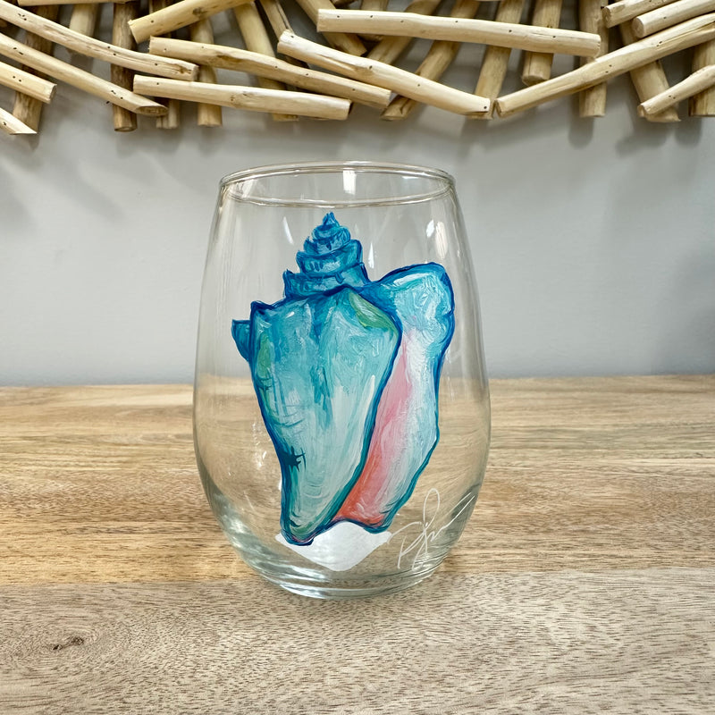 Assorted Ocean Inspired Hand Painted Stemless Wine Glasses