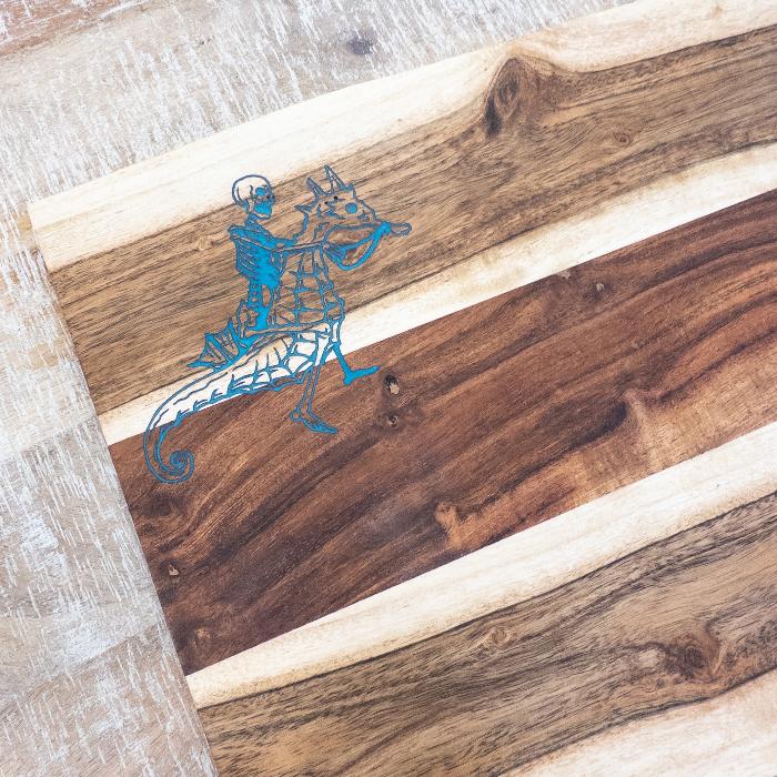 Glow In The Dark Skeleton & Seahorse Acacia Charcuterie Board Sunshine & Sweet Peas Coastal Decor