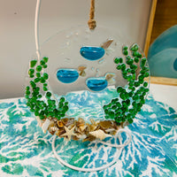 Assorted 6" Acrylic Coastal Suncatchers/Ornaments w/ Glass, Shells, Sand, & Resin