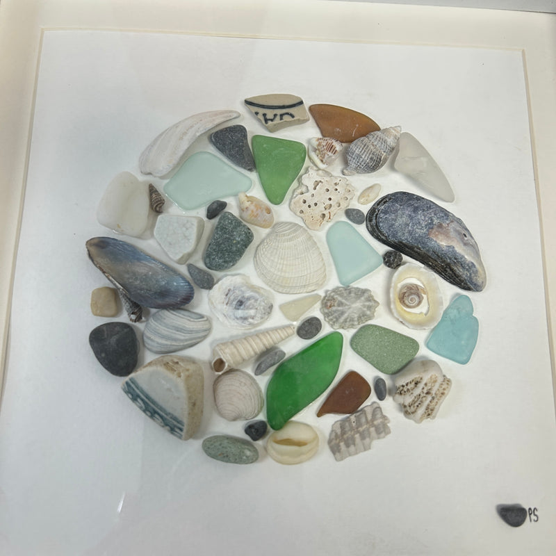 Sea Glass and Shell Framed Art