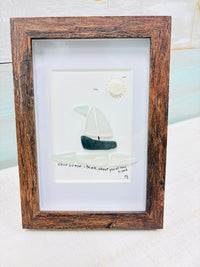 Assorted Sailboat Sea Glass and Driftwood Art