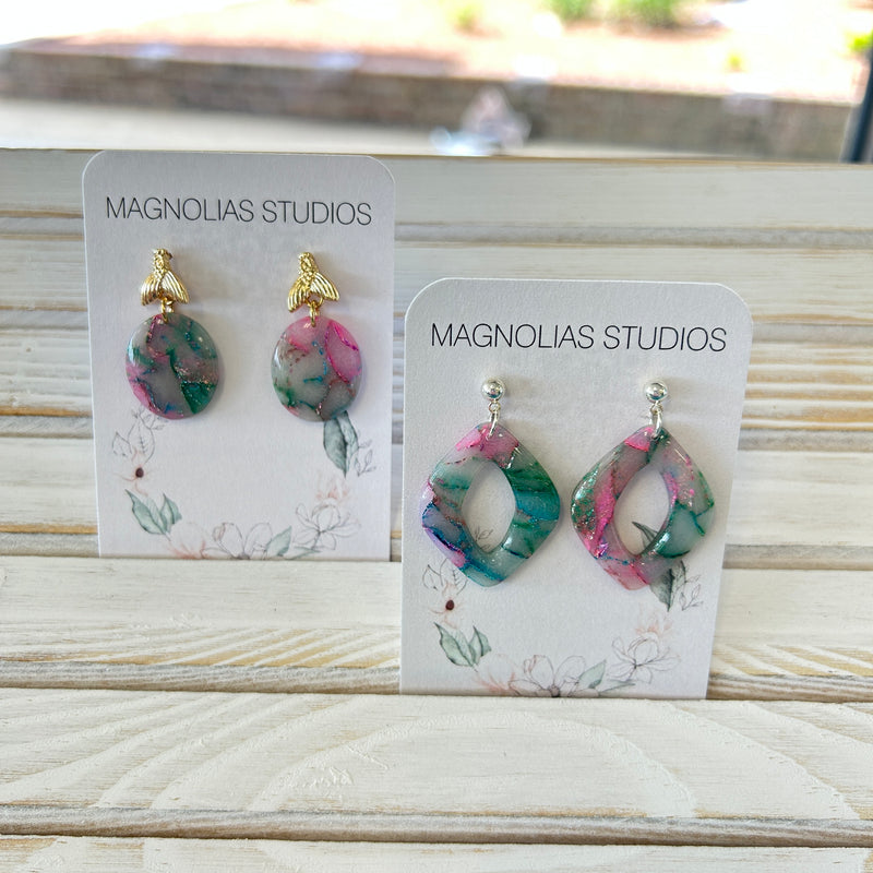 "Mermaid Scale" Polymer Clay and Resin Earrings