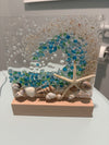 Acrylic LED Lights w/ Coastal Designs in Glass, Sand, Shells Resin