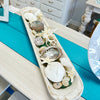 Extra Long Hand Carved Rectangular Wooden Bowl Centerpiece w/ Shells, Sea Glass, Starfish Sunshine & Sweet Peas Coastal Decor