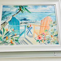 Adirondack Pair w/Tropical Florals Framed Print