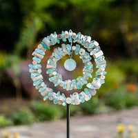 Assorted Glass, Driftwood, & Stone Garden Stakes