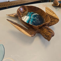 Wooden Sea Turtle Bowl w/Beach Inspired Resin Sunshine & Sweet Pea's Costal Decor