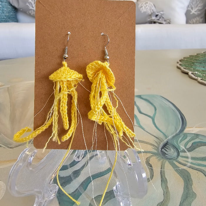 Micro Crochet Jellyfish Earrings Sunshine & Sweet Peas Coastal Decor