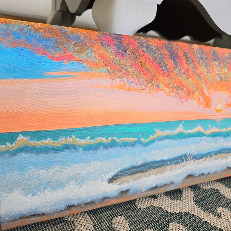 Beachscape w/ Sunrise/Sunset Painting on Canvas